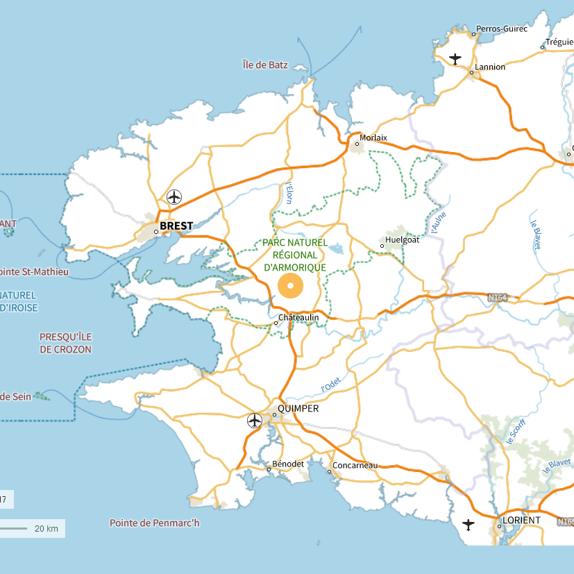 carte de bretagne, position du manoir
